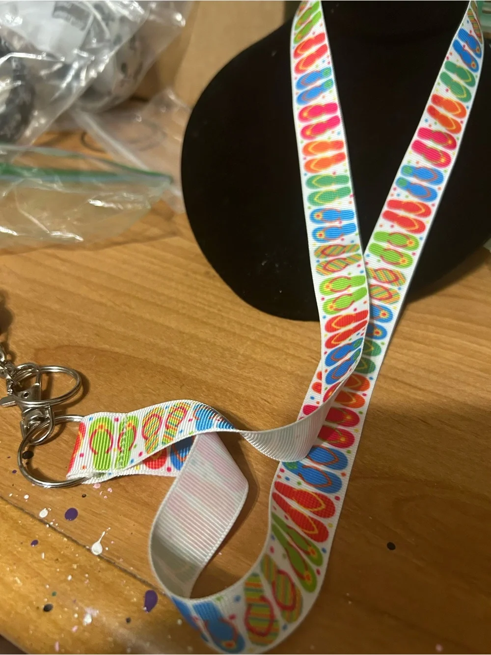 Colorful Flip-Flop Lanyard with Blue flip flop Charm